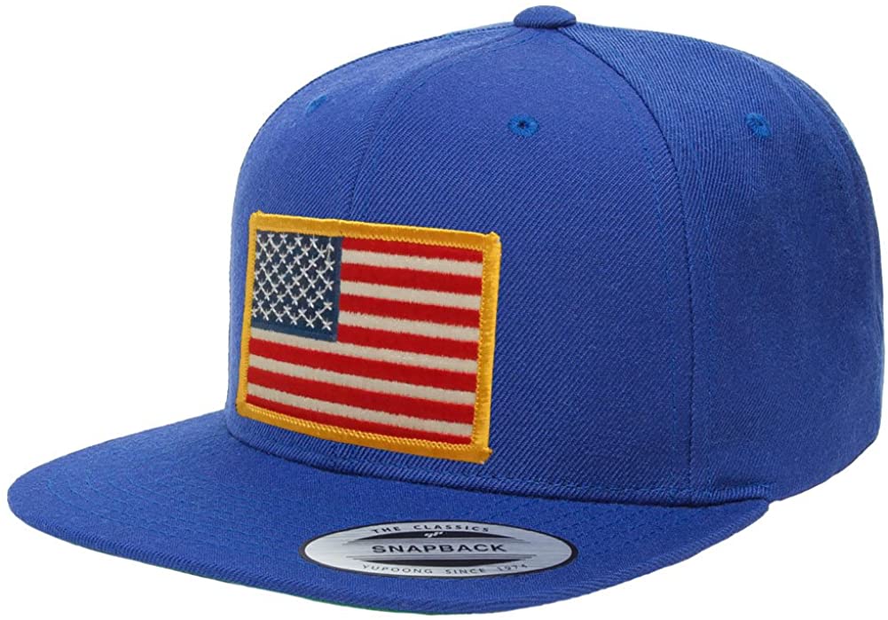 AC Racing Flexfit USA American Flag Embroidered Flat Bill Snapback Cap