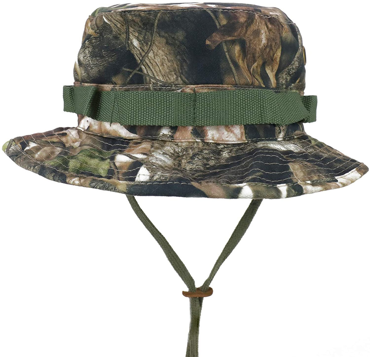 Armycrew Men's Real Tree Camouflage Safari Mesh Hat with Chin Cord