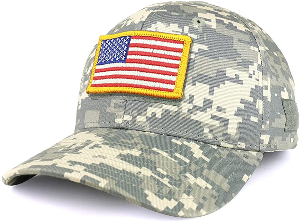 Armycrew Flat Bill Digital Camo American Flag Patch Snapback Cap - ACU