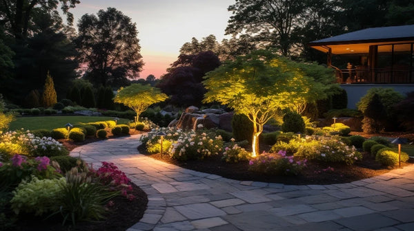 an example of using light and shadow to create ambiance with landscape lighting