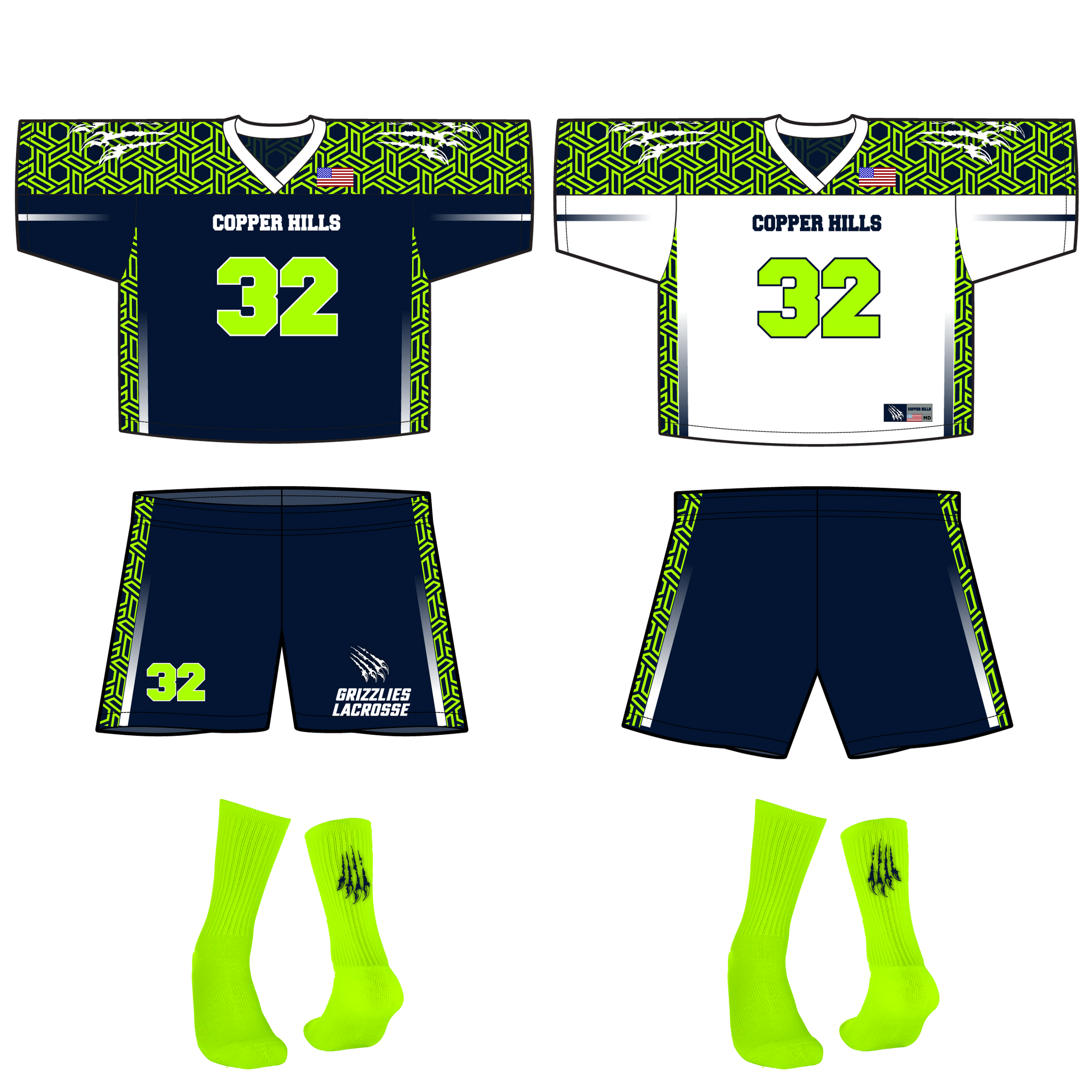 Download Youth Official Copper Hills Grizzlies Lacrosse Reversible Game Uniform Team Custom Gear