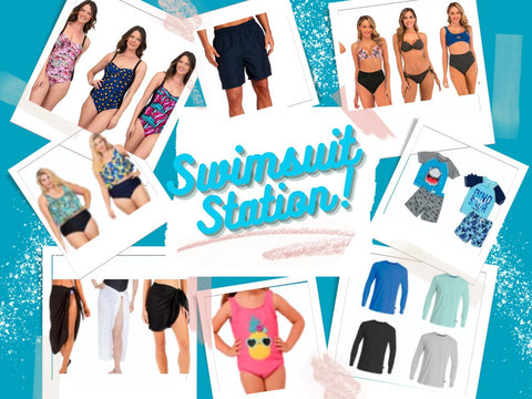 a collage of wholesale swimwear styles from Swimsuit Station