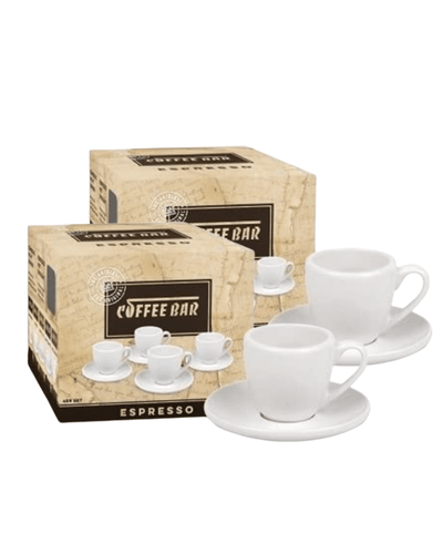 Konitz Coffee Bar set of 4 Espresso Cups (2 oz) and three saucers