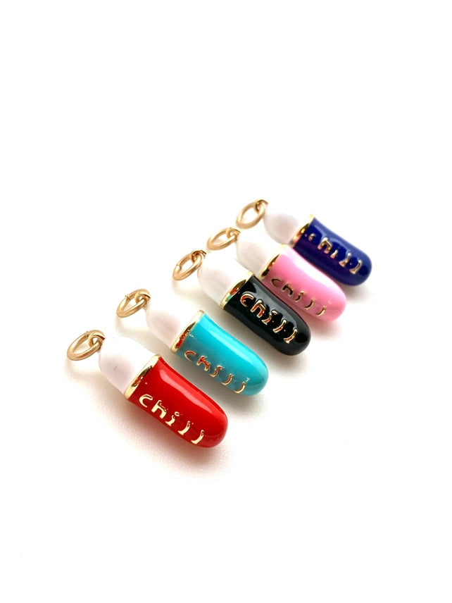 Turquoise Chill Pill - 1" Enamel Individual Charm/Pendant