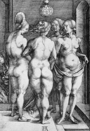 As Quatro Bruxas, 1497 por Albrecht Durer.