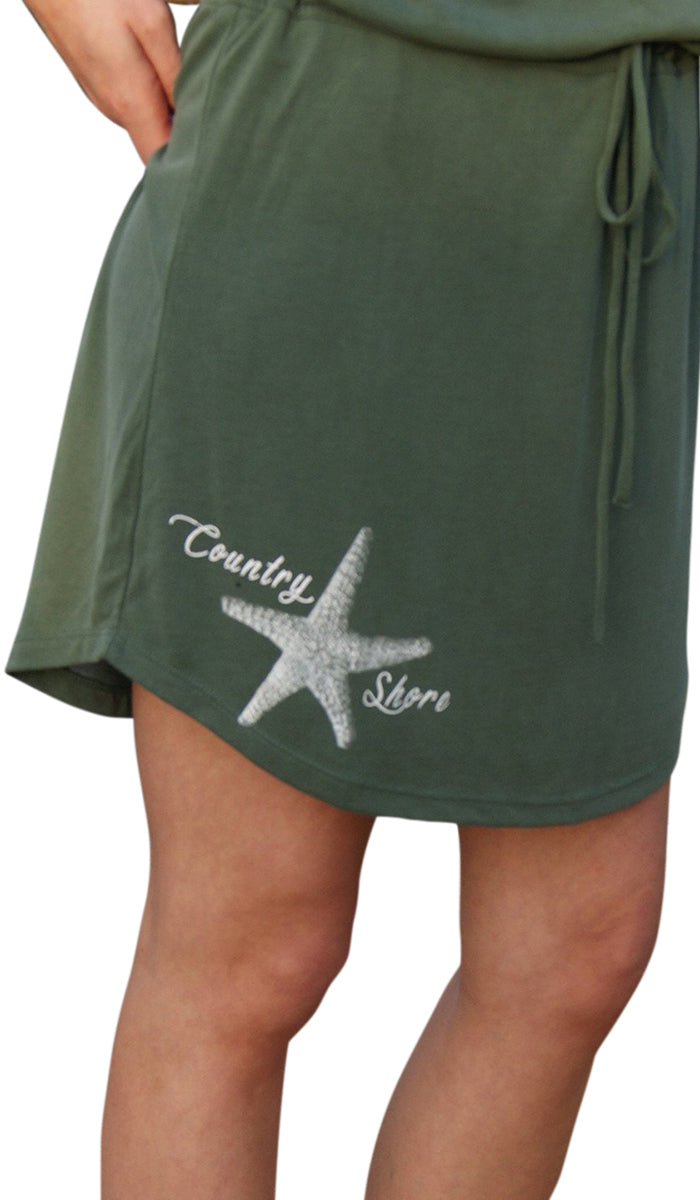 Starfish Tank Dress with Drawstring - Olive