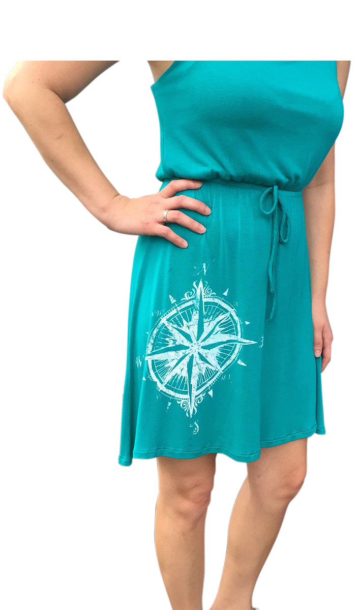 Turquoise Criss Cross Back Cocktail Dress