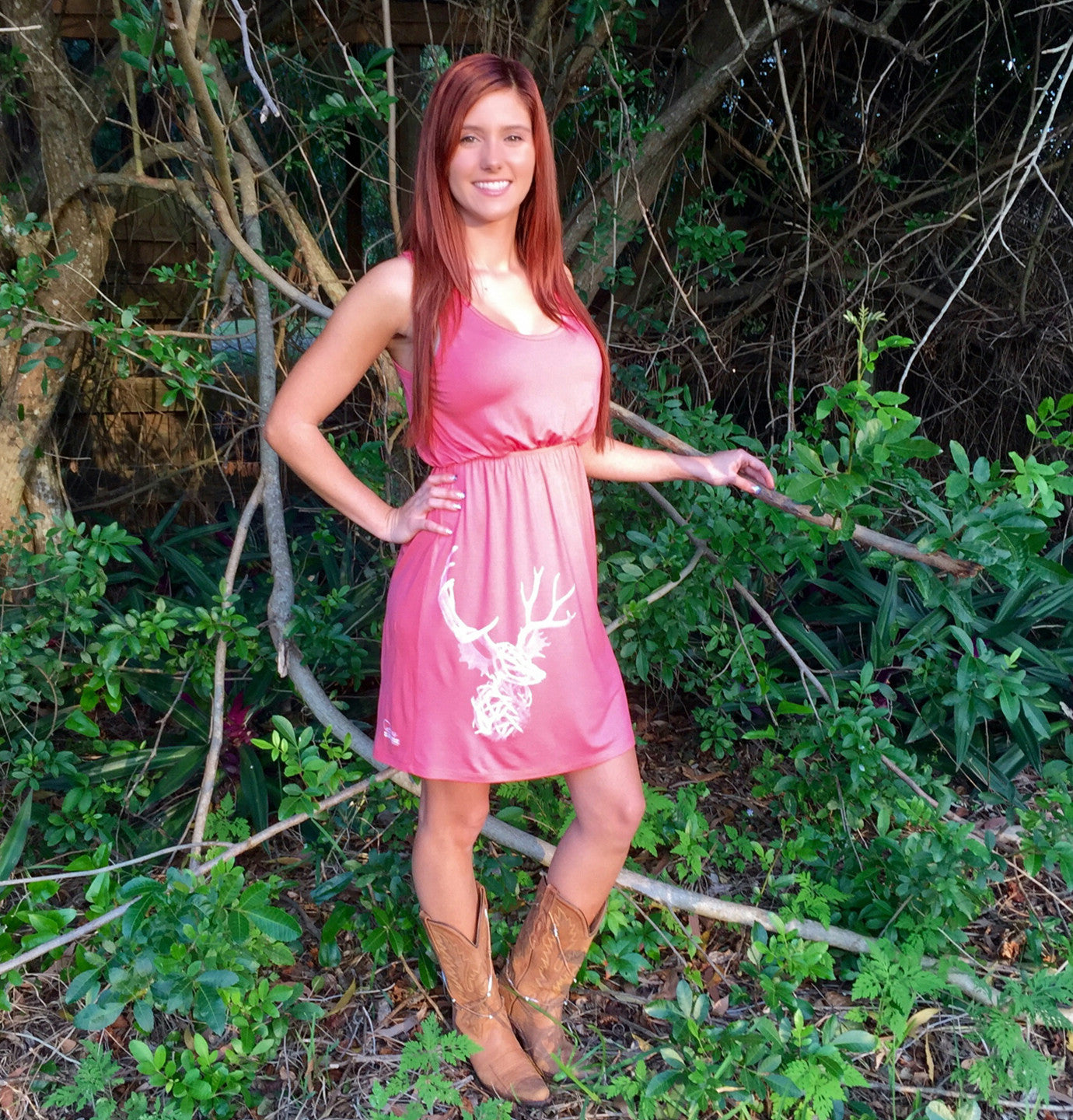 Country Side Pink All Antlers Deer Tank Dress | Country Shore