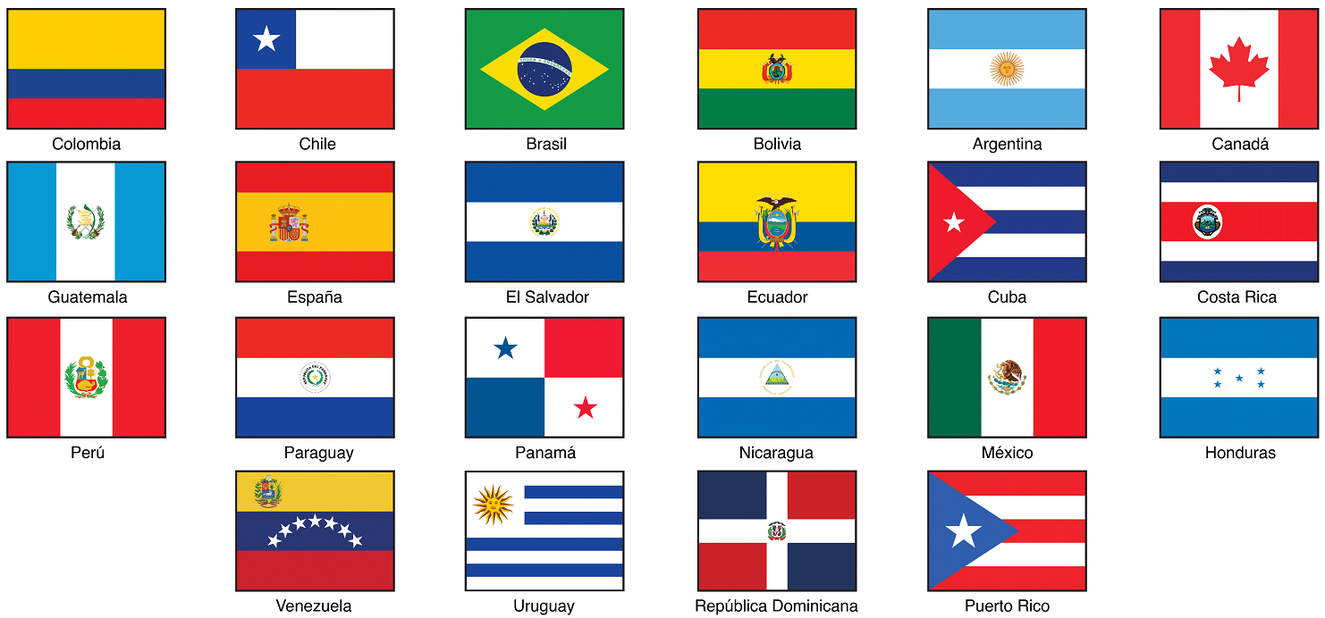 All Latino Country with their flags