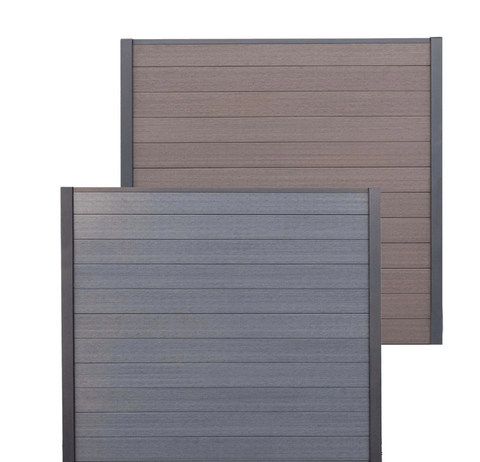 composite fencing image - grey and brown