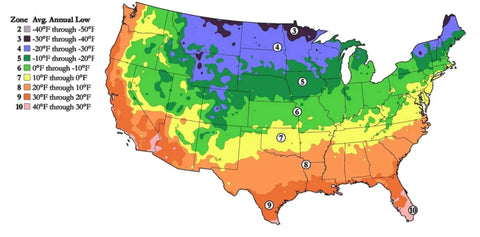Map of USDA Hardiness Zones
