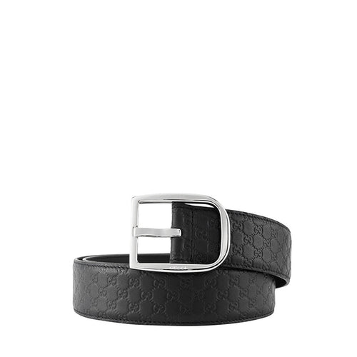 Gucci GG Canvas Brown Leather Palladium Buckle Belt 95/38 449716