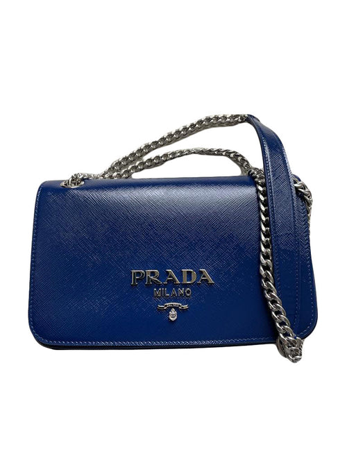 Prada Pattina Shoulder Bag Small Marble in Leather with Silver