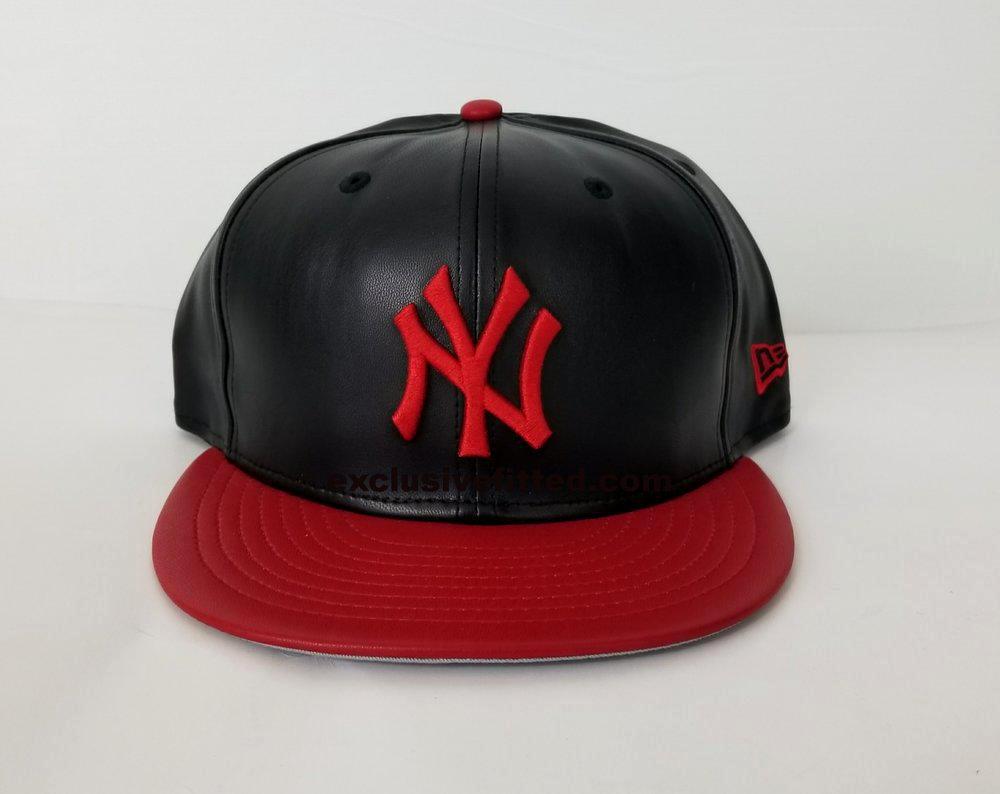 Exclusive New Era 59Fifty Black Red PU Leather Yankee Fitted Hat Cap 3 1024x1024@2x ?v=1595098339