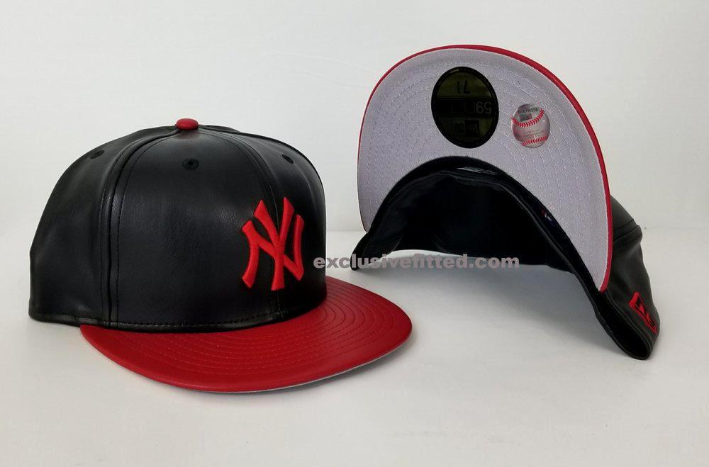 Exclusive New Era 59fifty Black Red Pu Leather Exclusive Fitted Inc