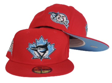 Toronto Blue Jays New Era Radiant Blue/Red Bill And Orange Bottom With 25TH  Anniversary Patch On Side 59FIFTY Fitted Hat