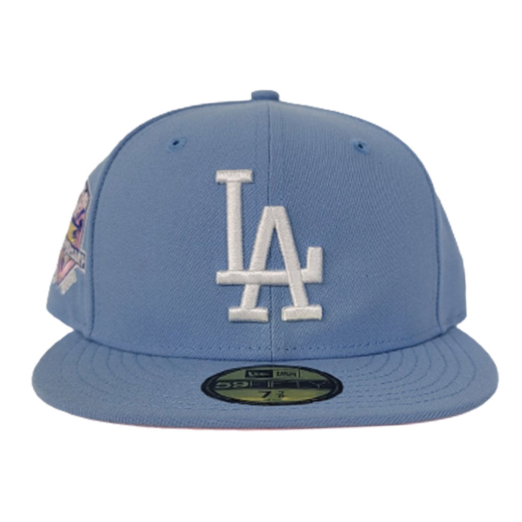 dodgers cap fitted light blue and pink brim