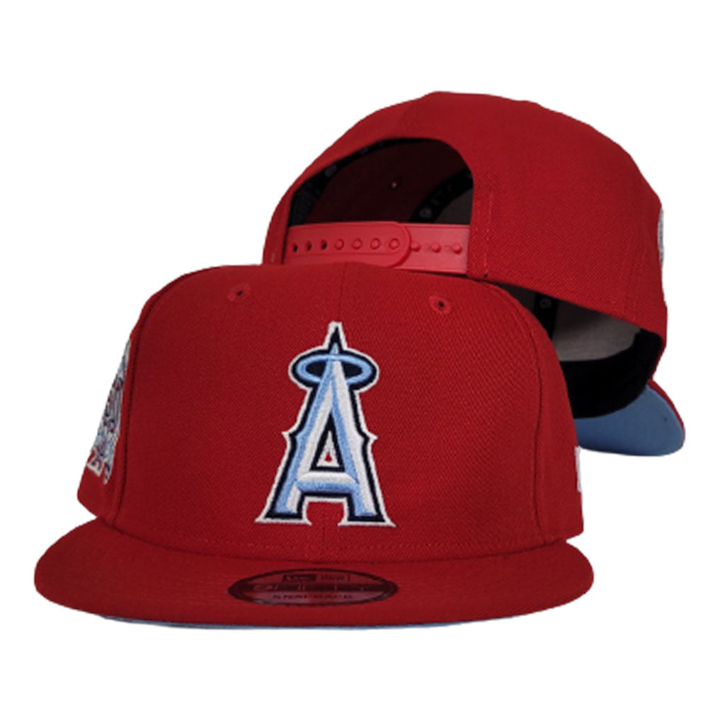 New Era 9FIFTY Los Angeles Angels 40th Anniversary Patch Snapback Hat - Red, Light Blue
