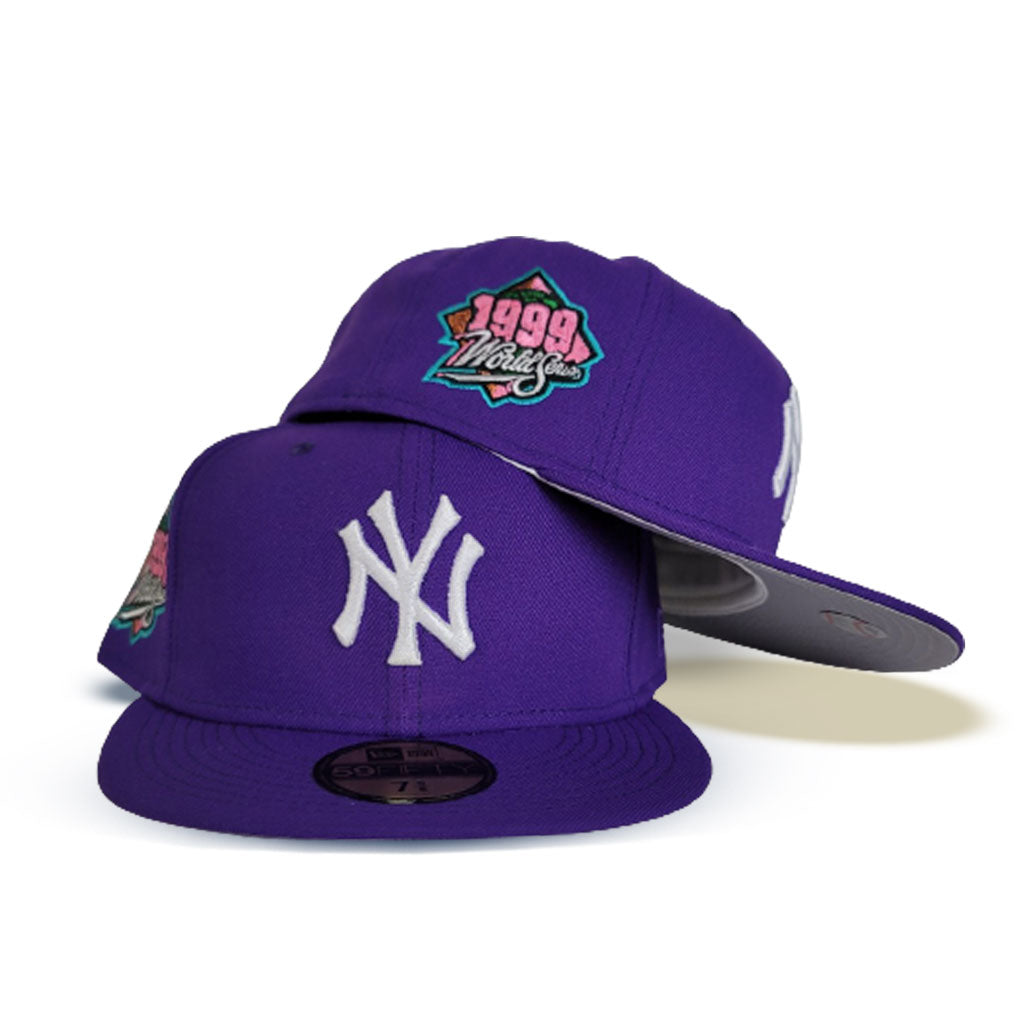 purple yankee fitted grey brim