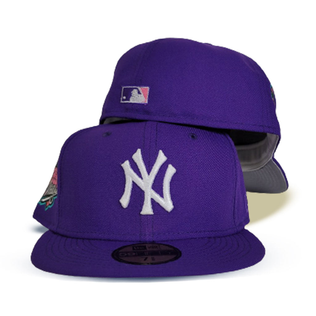 purple yankee fitted grey brim