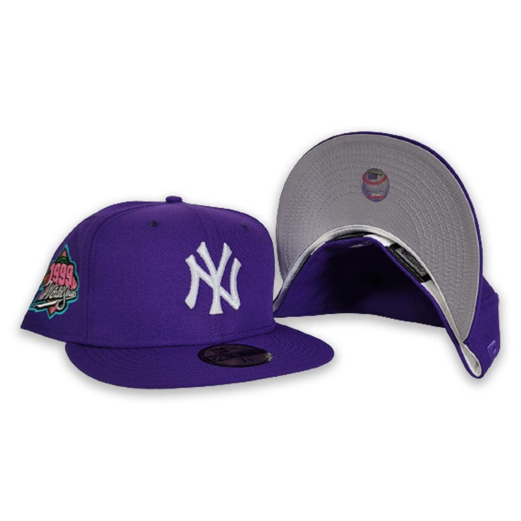 purple yankee fitted grey brim