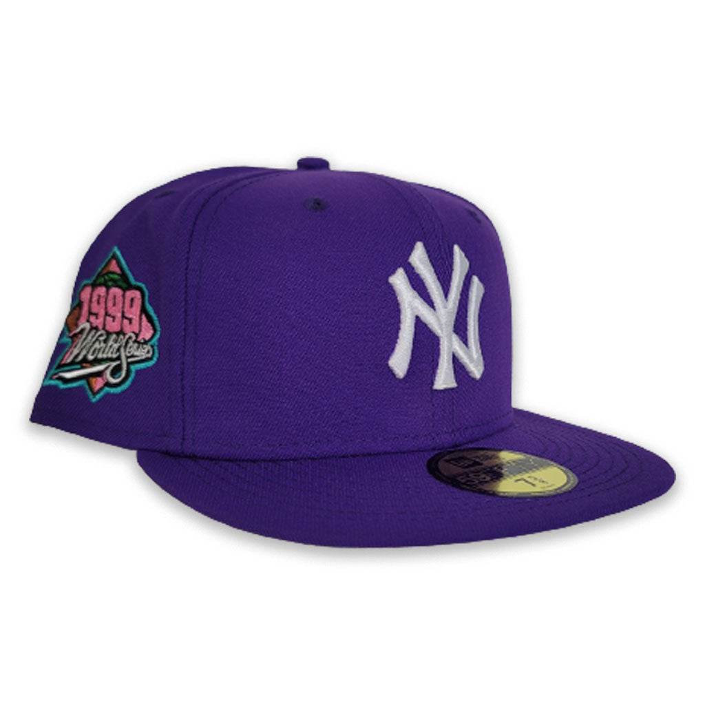 purple yankee fitted grey brim