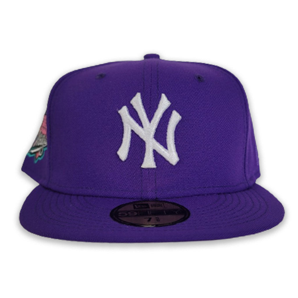 purple yankee fitted grey brim