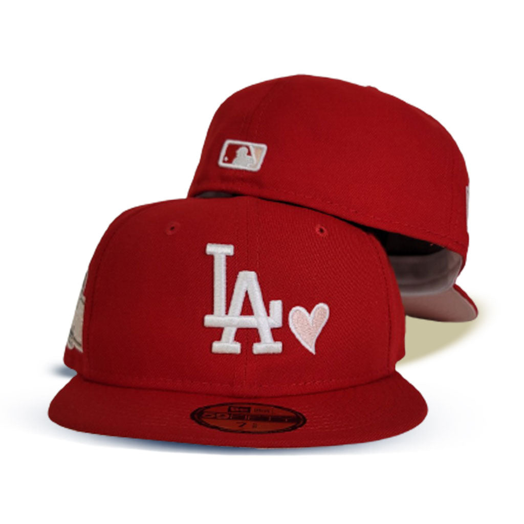 Los Angeles Dodgers LA ALL-OVER FLOCKING Red-White Fitted Hat