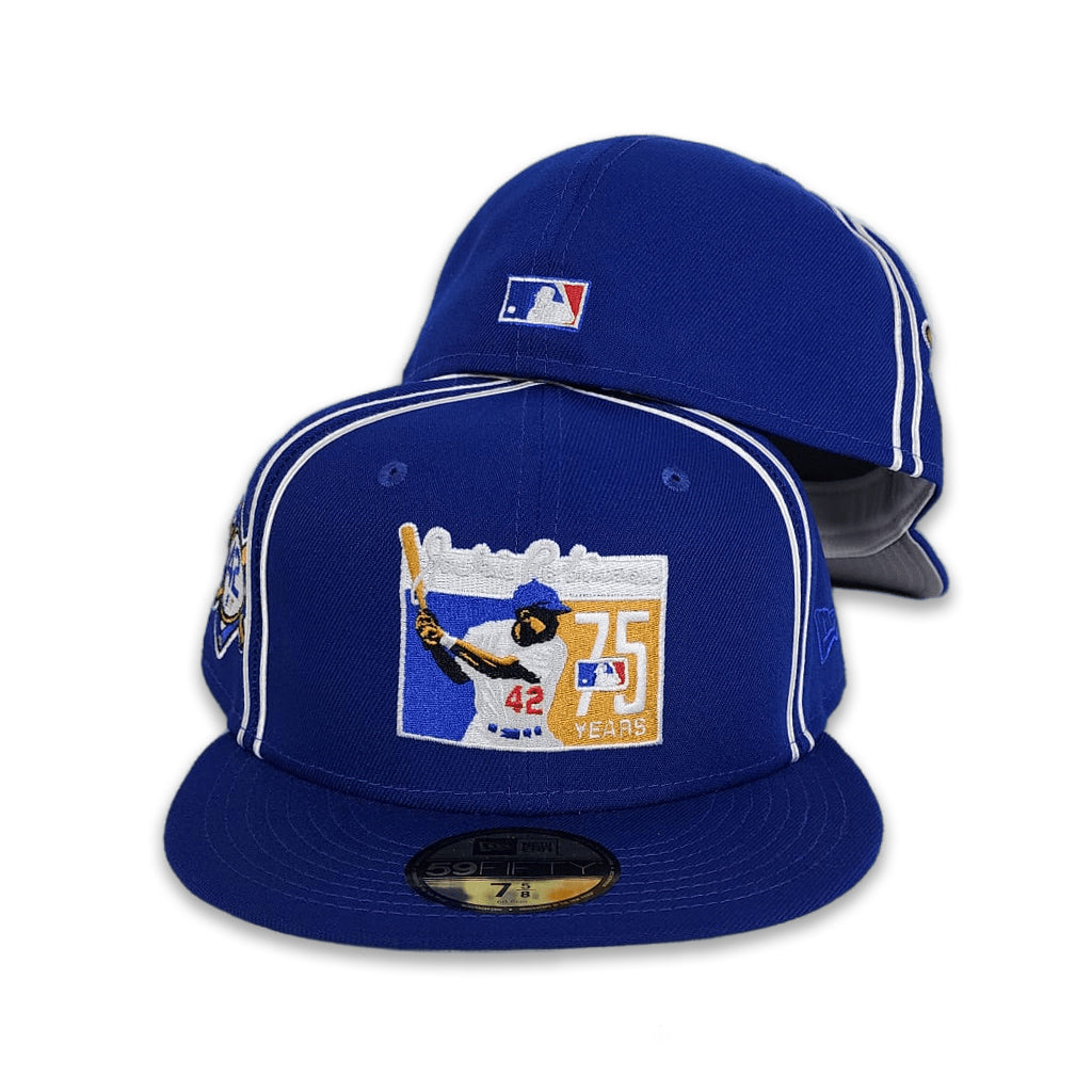 Black Brooklyn Dodgers Sky Blue Visor Gray Bottom 1942 All Star Game Side Patch New Era 59FIFTY Fitted 75/8