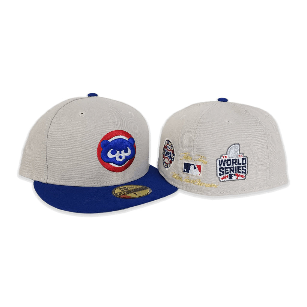 Stone Chicago Cubs Royal Blue Visor Gray Bottom 3X World Series Champions  New Era 59Fifty Fitted