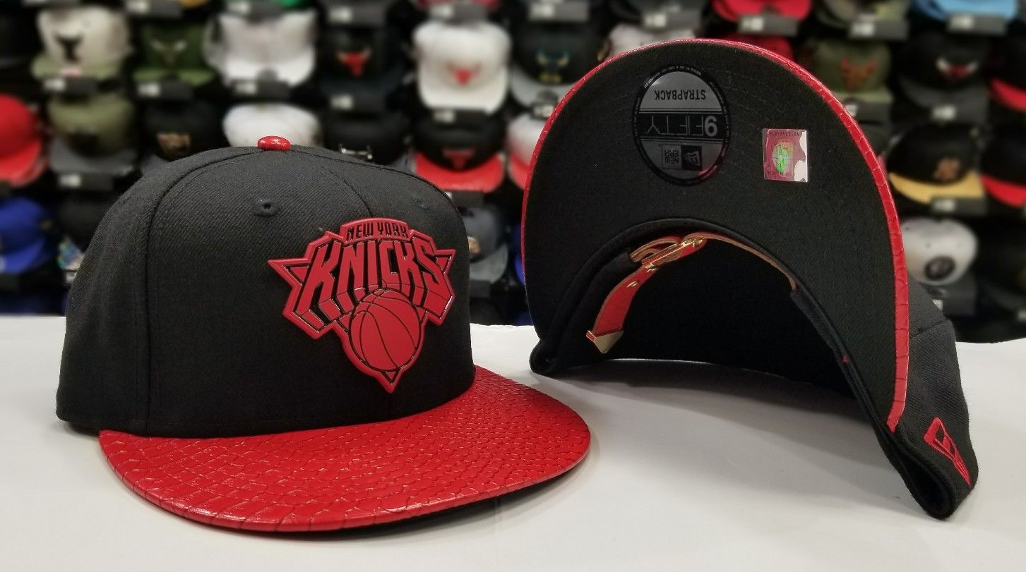 black and red knicks hat