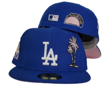 Royal Blue Los Angeles Dodgers Pink Bottom 50th Anniversary Palm Tree Exclusive Fitted Inc