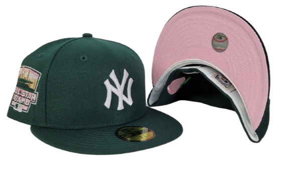 green and pink fitted hat