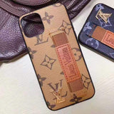 Louis Vuitton Style Leather Monogram Strap Designer iPhone Case For iP – Elizabeth Sale Store