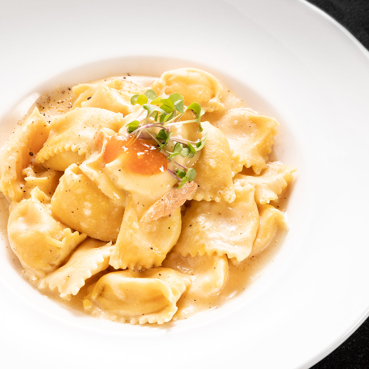 Agnolotti Pasta with Oma & Apricot, Orange & Honey