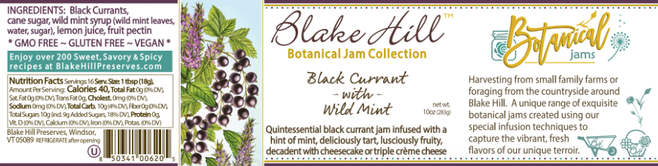 black currant wild mint jam nutrition label
