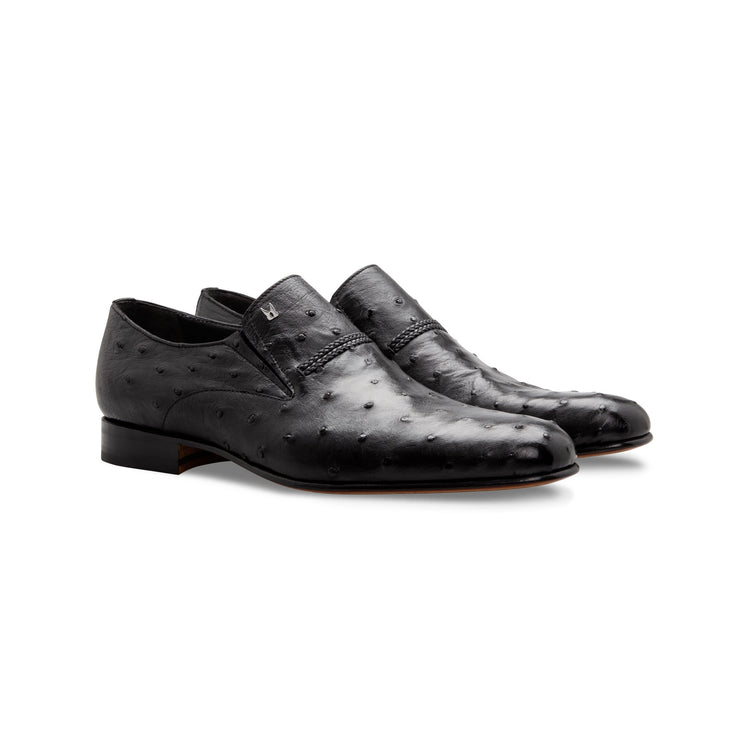 Black Fine leather loafer shoes – Moreschi handmade Italian shoes