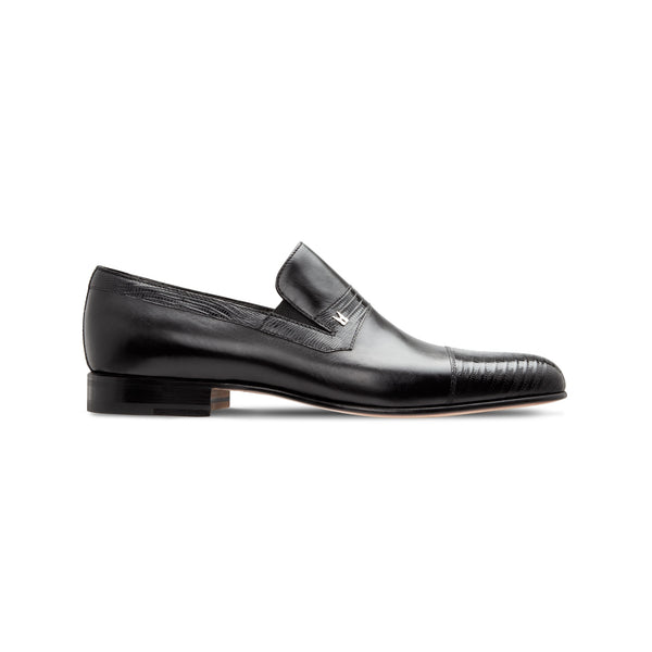Black Calfskin and fine leather loafer shoes – Moreschi handmade shoes