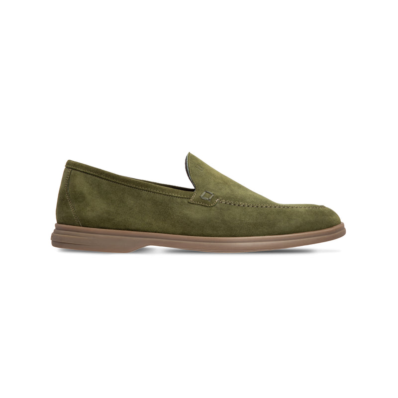 Dark green suede loafer shoes 