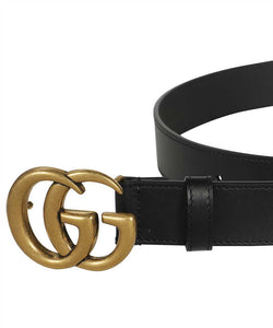 leather belt with double g buckle 3cm