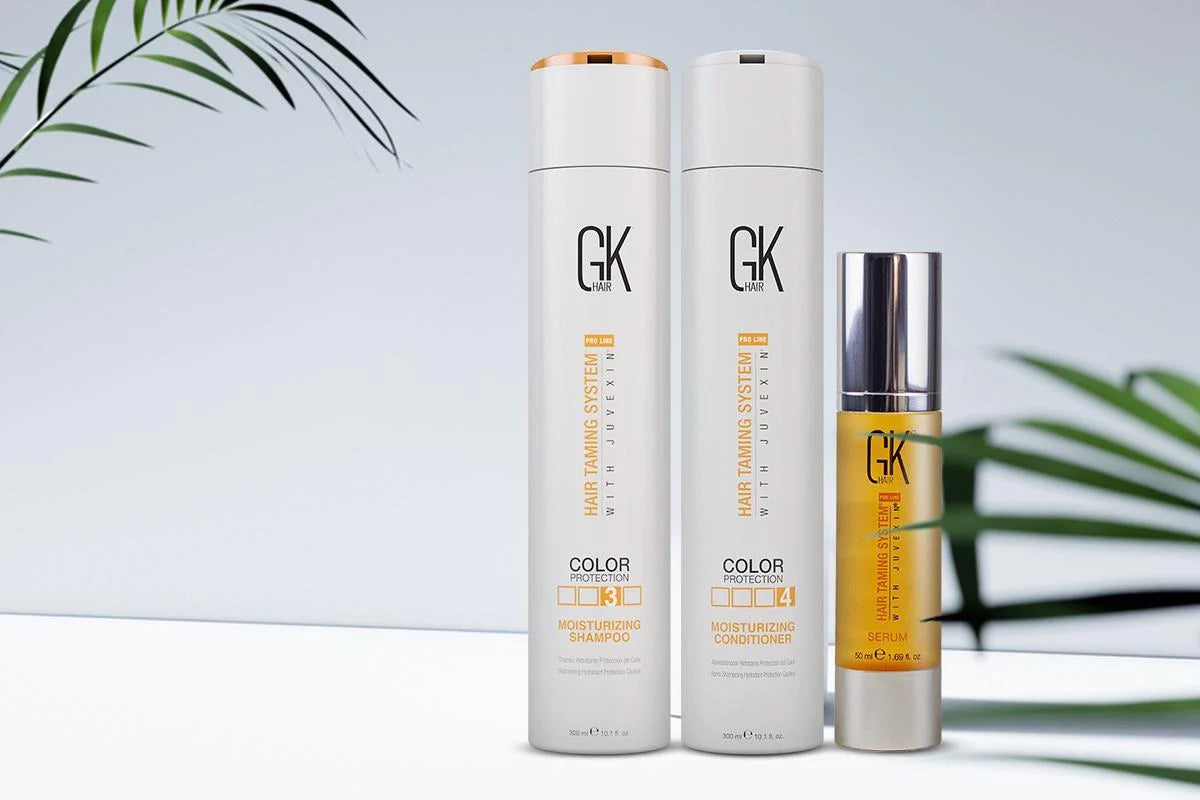 An enticing image featuring a curated selection of GK Hair products, highlighting the brand's premium quality and diverse range.