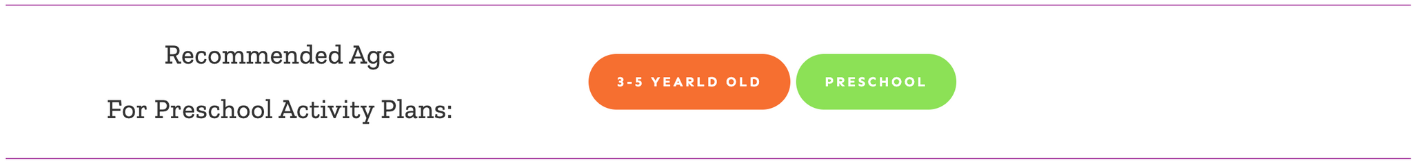 Recommended age 3-5 year old preschool
