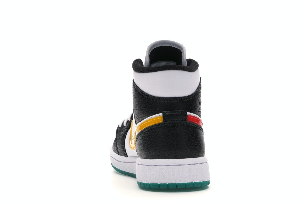 air jordan 1 mid black/white/university red/tour yellow