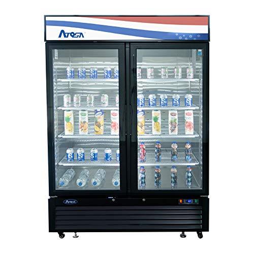 Atosa Congelador comercial debajo del mostrador, refrigerador comercial  grande para bebidas, centro de nevera, centro MGF8407, doble 2 puertas