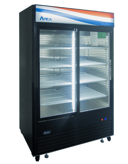 Atosa Mcf8723gr Bottom Mount (2) Glass Door Refrigerator 43.95 Cu ft - Black Cabinet