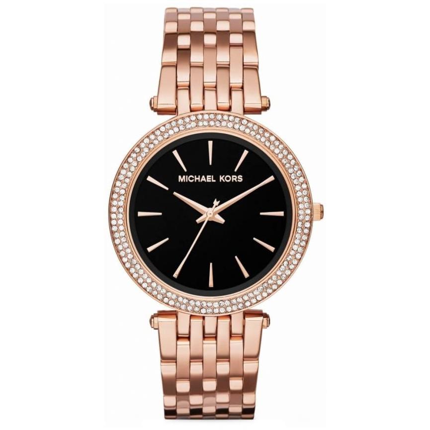 michael kors black and rose gold watch