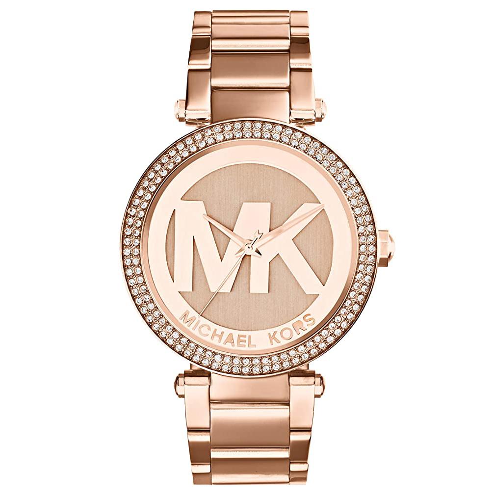 mk parker rose gold watch