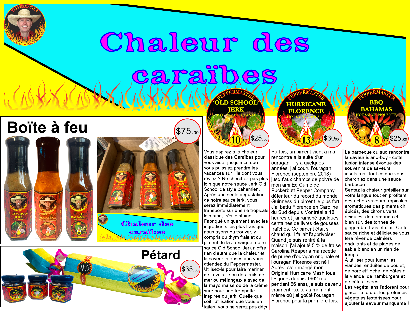 Peppermaster Sauces Piquantes chaleur des Caraïbes - lien de navigation de Catégorie - Cliquer pour voir plus