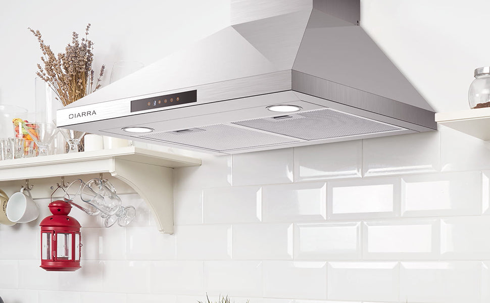 CIARRA 30 Inch Wall Mount Range Hood with 3-speed Extraction CAS75206-OW