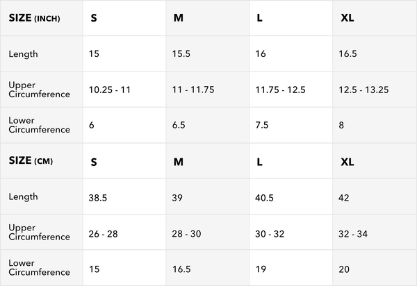 Arm Sleeve Size Chart